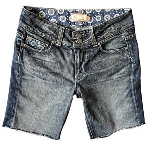Paige Women's Hidden Hills Raw Hem High Rise Denim Jean Shorts Size 28
